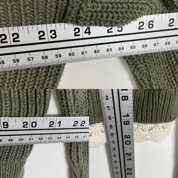 Urban Outfitters Lace Trim Crop Knit Sweater Green White Size Medium Bohemian‎ M - Picture 9 of 9